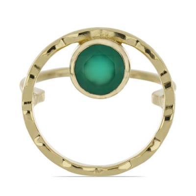 BUY NATURAL GREEN ONYX GEMSTONE BRASS RING